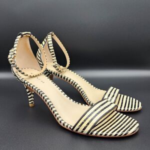 Coach Women's Shoes Marci Heeled Sandals Black White Sz 8 Ankle Strap Snake Lthr